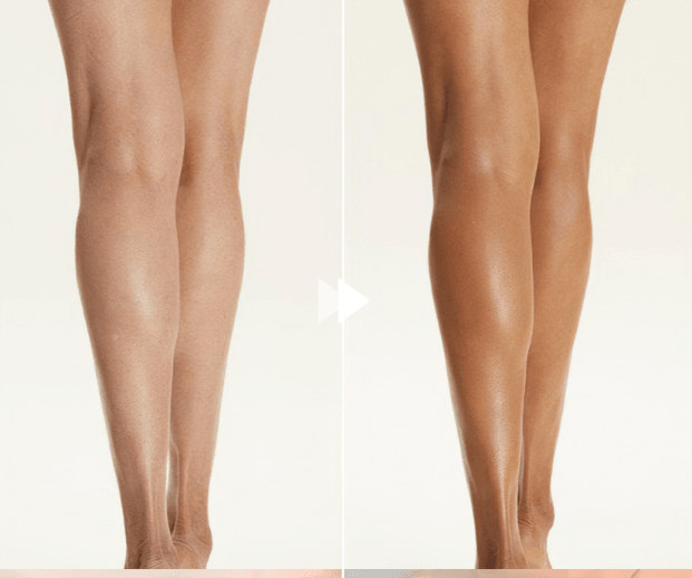Before and after legs — even bronze tone with Perfect Concealer