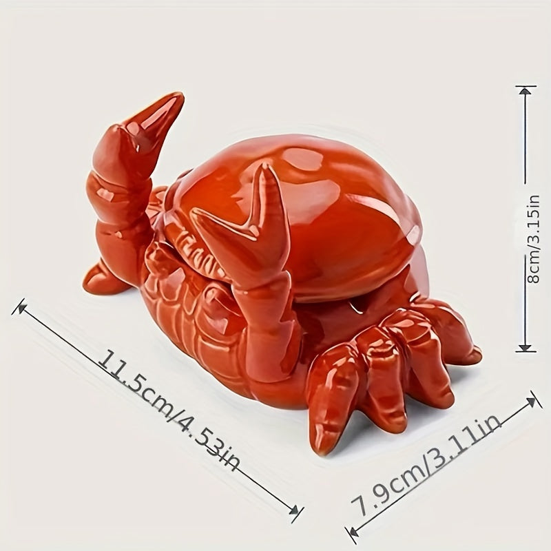[Ceramic Crab Ashtray] Ceramic Ashtray, Unique Irregular Crab-Shaped with Lid - Fly-Resistant | Whimsical Ashtray for Home and Office Decor, Smoke Accessory