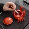 [Ceramic Crab Ashtray] Ceramic Ashtray, Unique Irregular Crab-Shaped with Lid - Fly-Resistant | Whimsical Ashtray for Home and Office Decor, Smoke Accessory