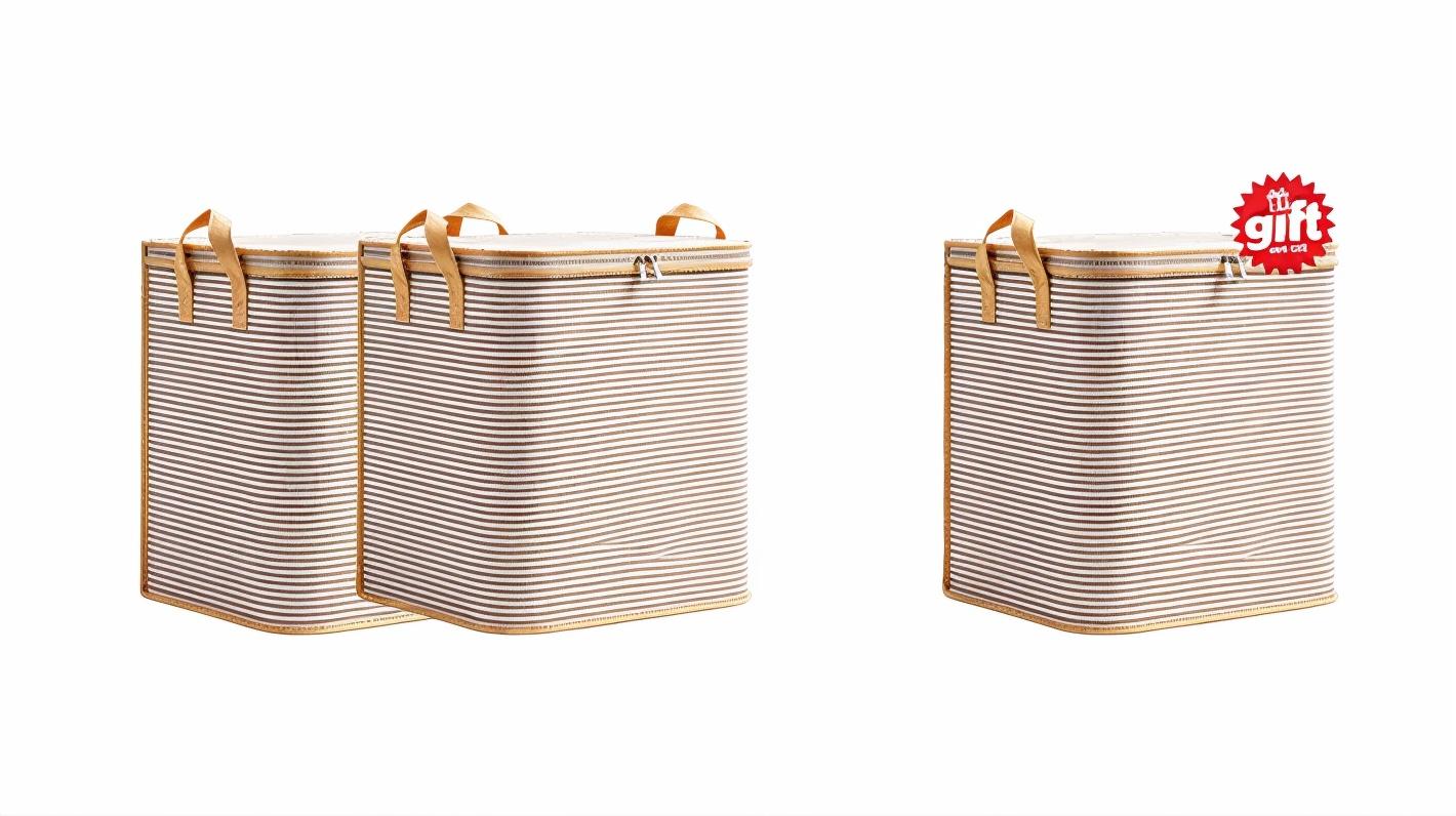Storage bag in Grey and Coffee color options — premium striped design