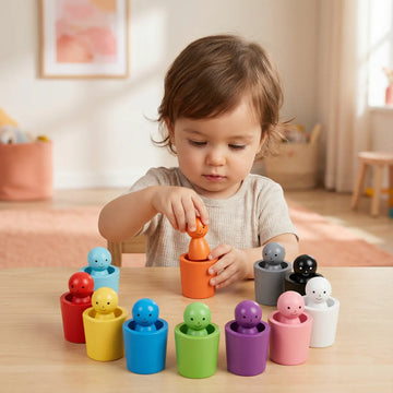 Montessori Wooden Colour Sorting Cup Game